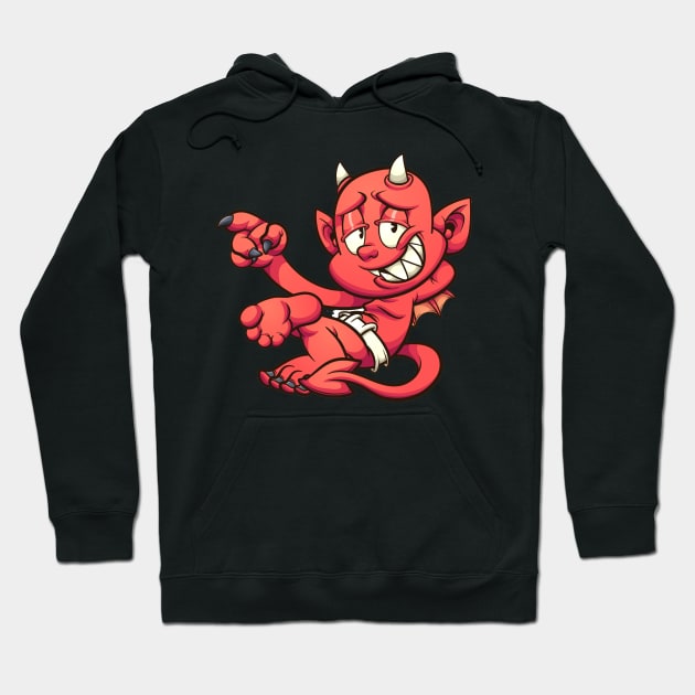 Red devil lying down Hoodie by drydenshops